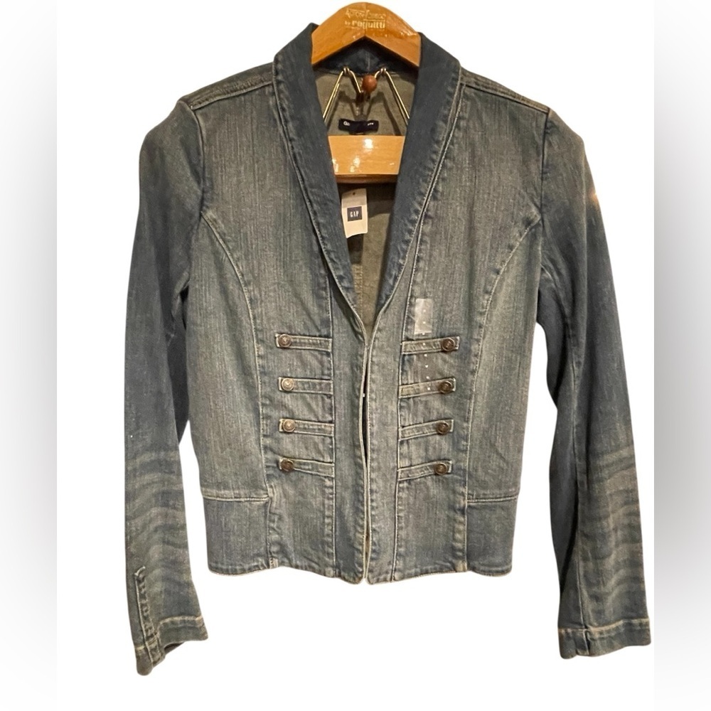 💙NWT Women's Denim Military Style Jacket by Gap.  Size M.